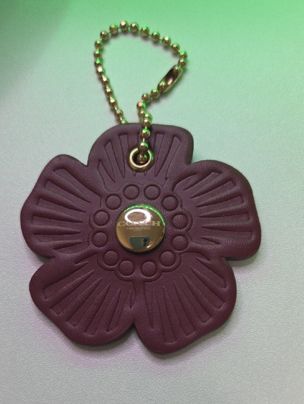 Coach Flower Charm Keychain - Plum - Picture 2 of 3
